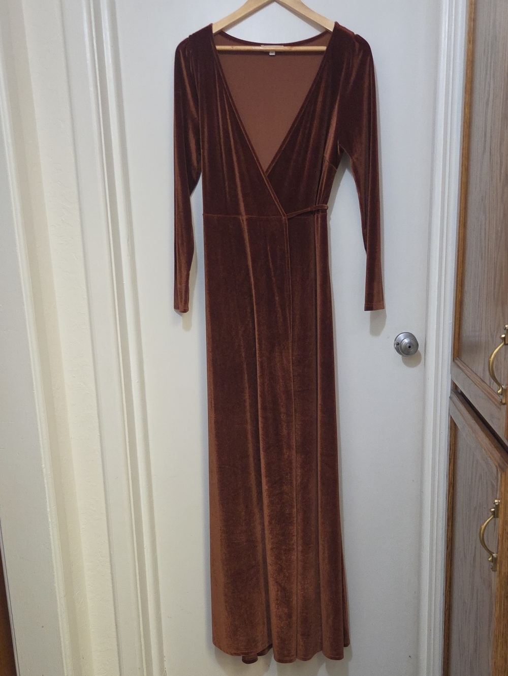 Baltic Born Copper Velvet Wrap Maxi Dress